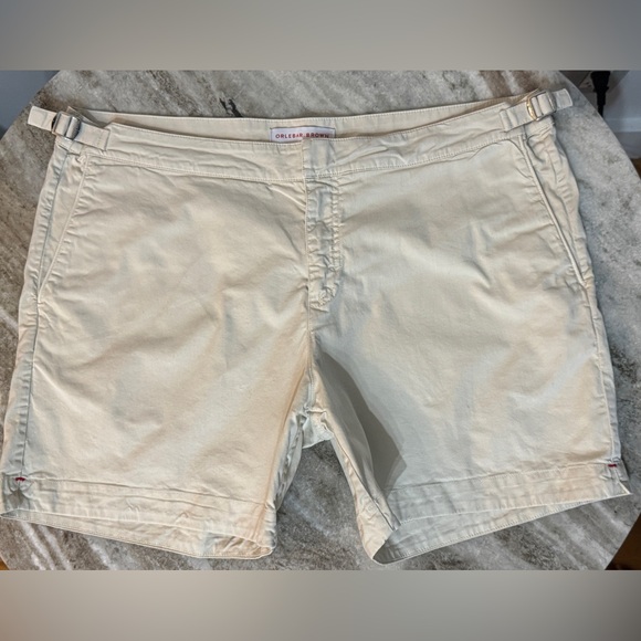 Orlebar Brown Side Tab Shorts 38 Beige Tan Chino Pants Cotton Blend $400
